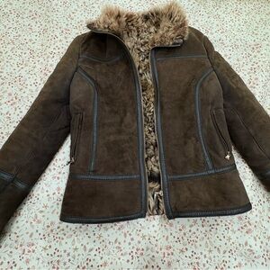 New Real Shearling Leather Jacket – Warm & Timeless (Mocha Brown)